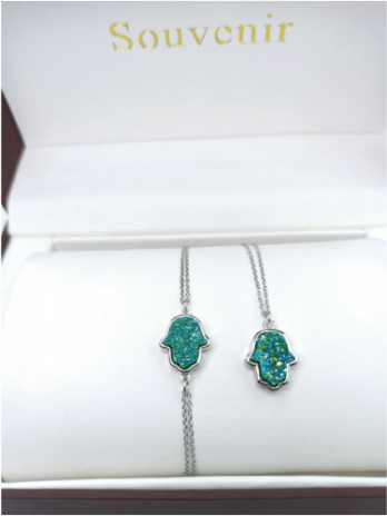 Chaîne Khmissa Turquoise + Bracelet